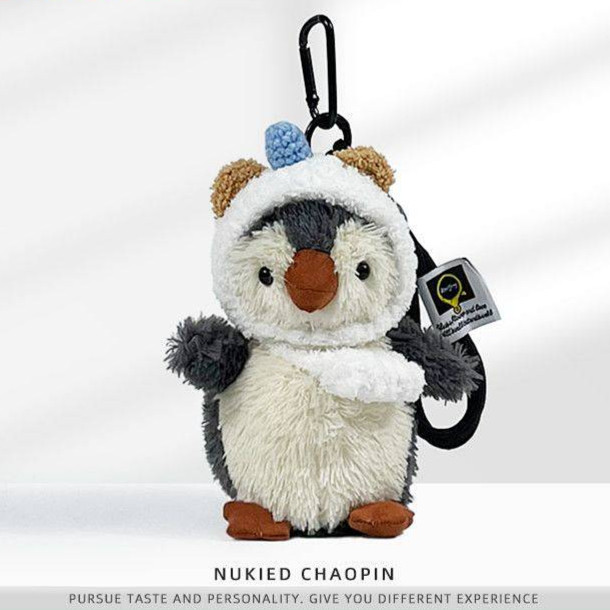 Cute Small Animal Hat Plush Penguin Cartoon Doll Toy Carrying Strap Niche Keychain Pendant Hlkx