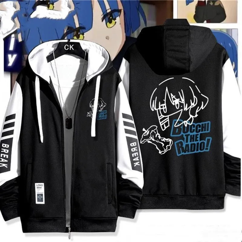 BOCCHI THE ROCK Yamada Ryo cùng loại Zip Up Nữ / Nam Áo Khoác Áo Cosplay Dây Kéo Áo