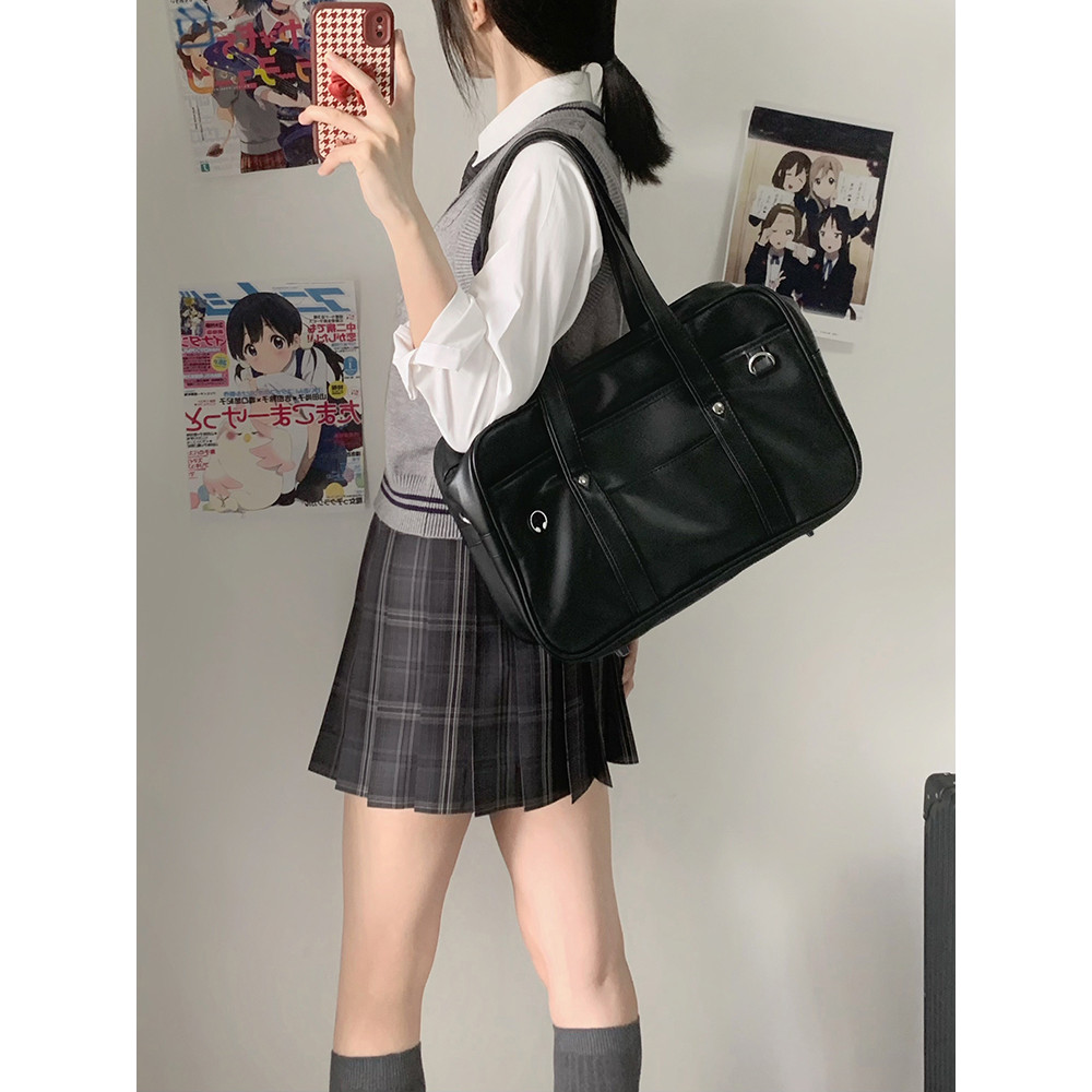 JK Túi Đồng Phục Phong Cách Preppy Retro Túi Xách Dung Tích Lớn Màu Đơn Giản Phù Hợp Với Nữ Tokyo Tu