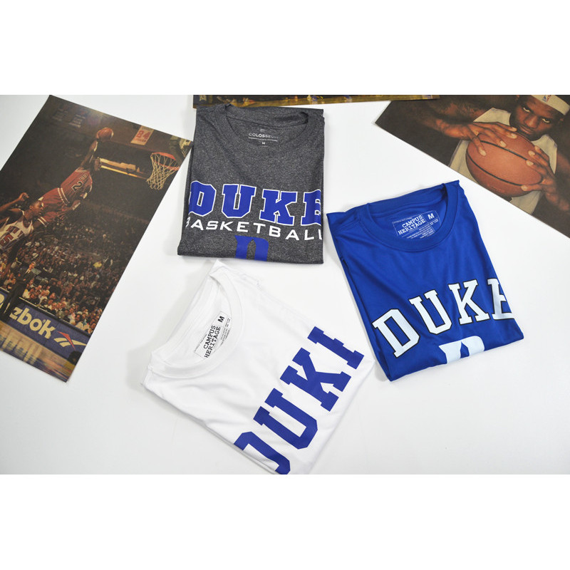 NCAA Blue Magic Duke University Áo thun thể thao bóng rổ nam dài tay dáng rộng thoáng khí nhanh khô 