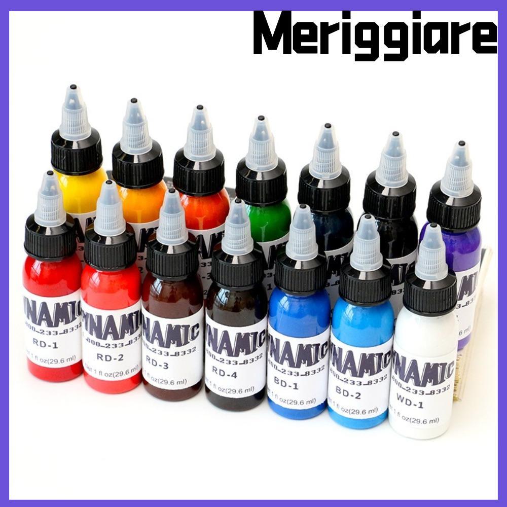 MERIGGIARE Tattoo Practice Color, Body Art White Blue Tattoo Ink, Bright 30ML Red Yellow Tattoo Ink 