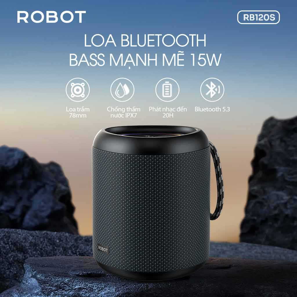 Loa Bluetooth bass mạnh mẽ 15W ROBOT RB120S Đen
