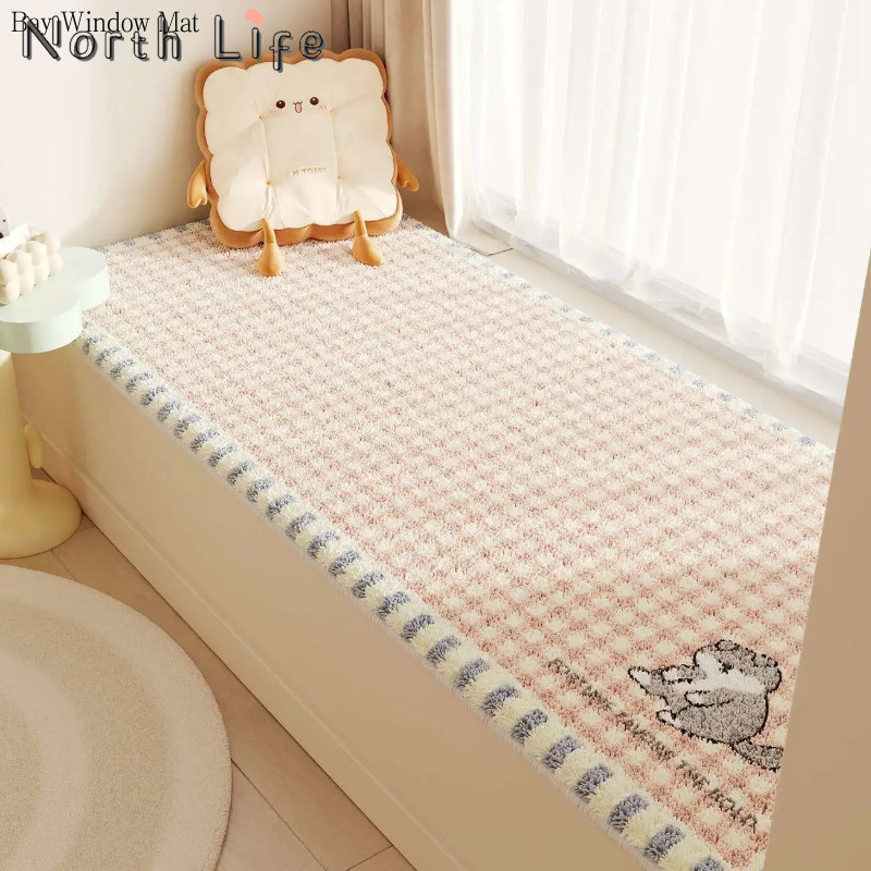 Hoạt Hình Bay Cửa Sổ Thảm Cửa Sổ Sill Thảm Bốn Mùa Đa Năng Dày Mềm Mại Chống Mòn Giả Cashmere Đệm Ph