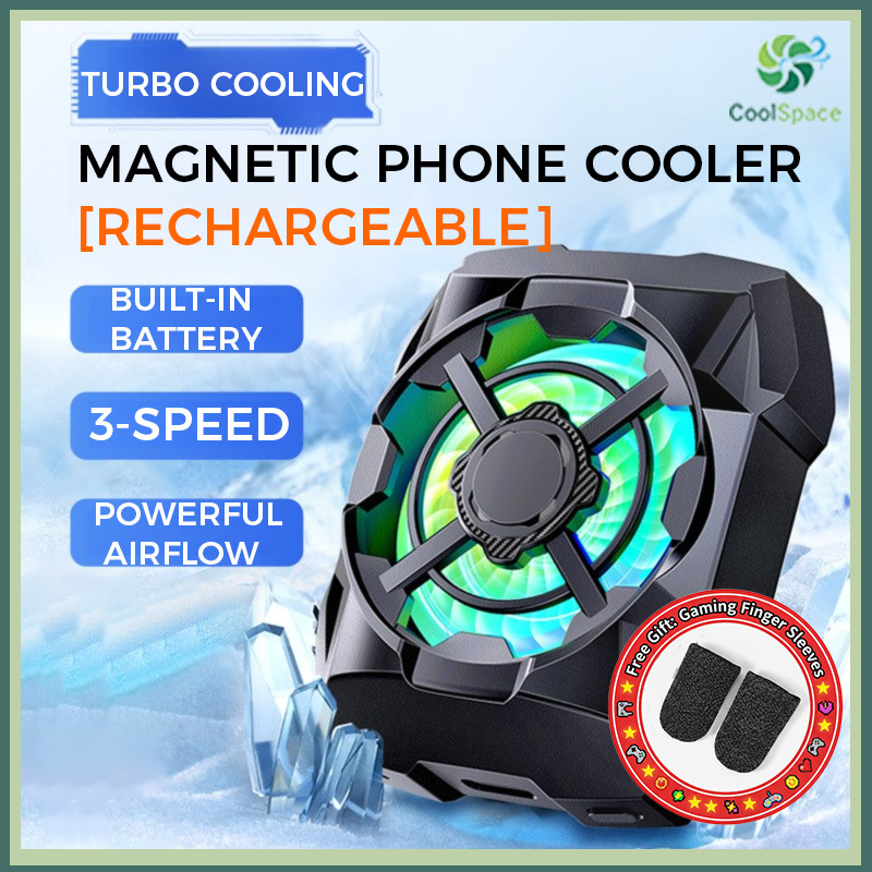 Quạt Turbo Từ Tính Làm Mát Điện Thoại Không Dây RGB Nhẹ Sạc Kipas HP Gaming Sejuk PUBG MLBB Kipas Pe