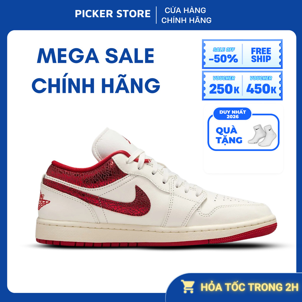 Giày Jordan 1 Low - Sail/Varsity Red HJ9338-106 chính hãng PICKER SHOES