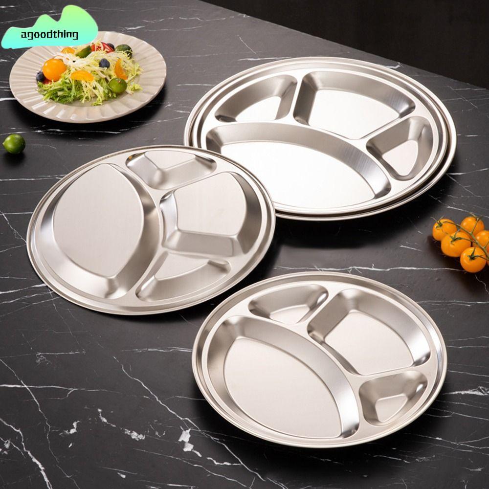 AGOODTHING 1 Đĩa Khay, Khay phục vụ thức ăn chia 4 ngăn bằng thép không gỉ, 26 / 28 / 30 / 32 / 35cm