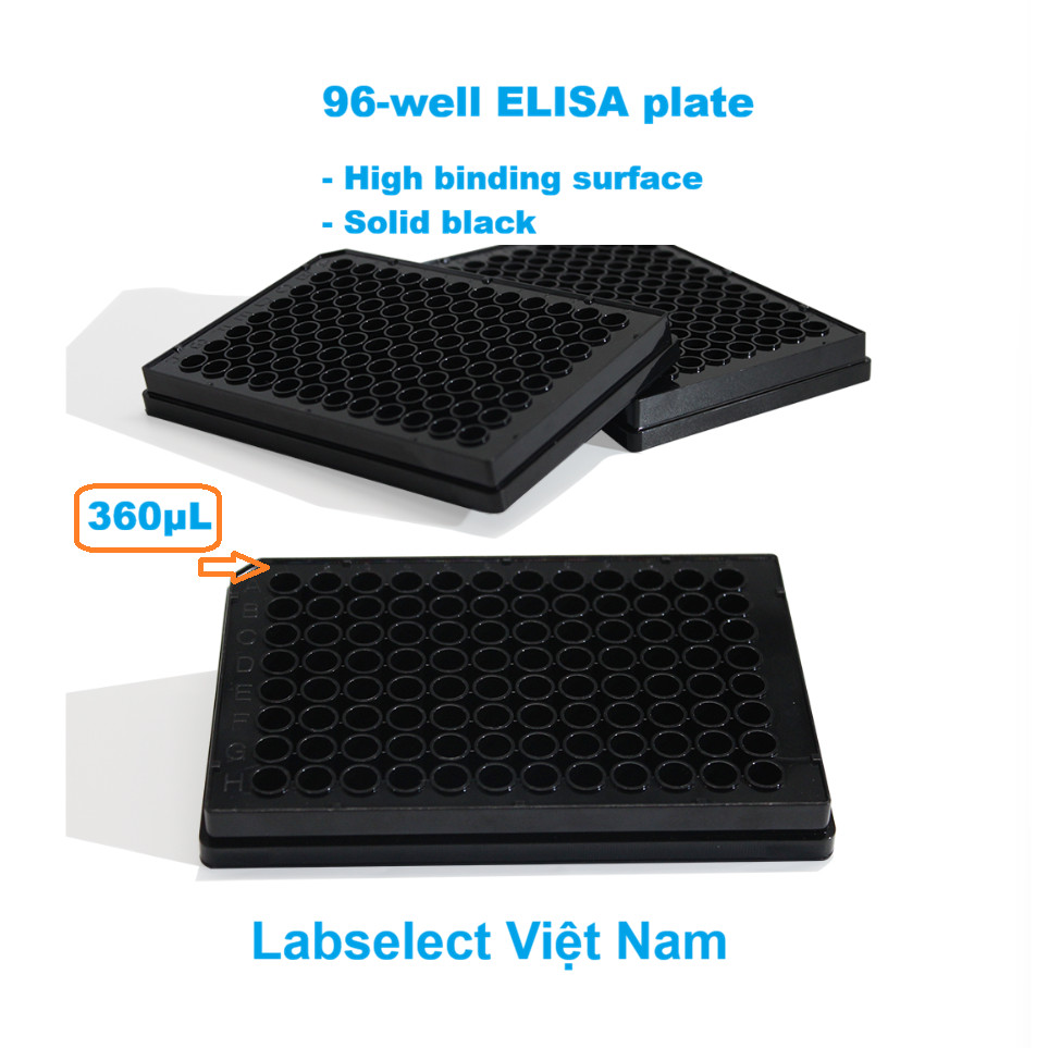 Đĩa ELISA 96 giếng 360μL, đáy phẳng, bề mặt liên kết cao, mầu đen, ELISA plate, LABSELECT LABTECH SH