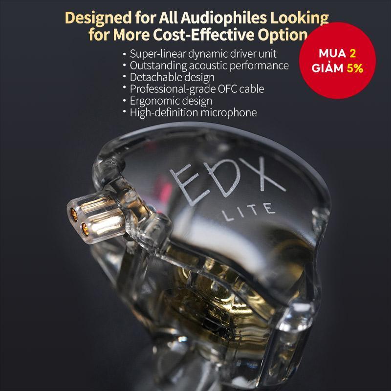 KZ EDX Lite Tai Nghe Có Dây In-Ear Hi-Fi Chất Lượng Cao Với Cuộn Dây Đôi Nam Châm DYNAMIC