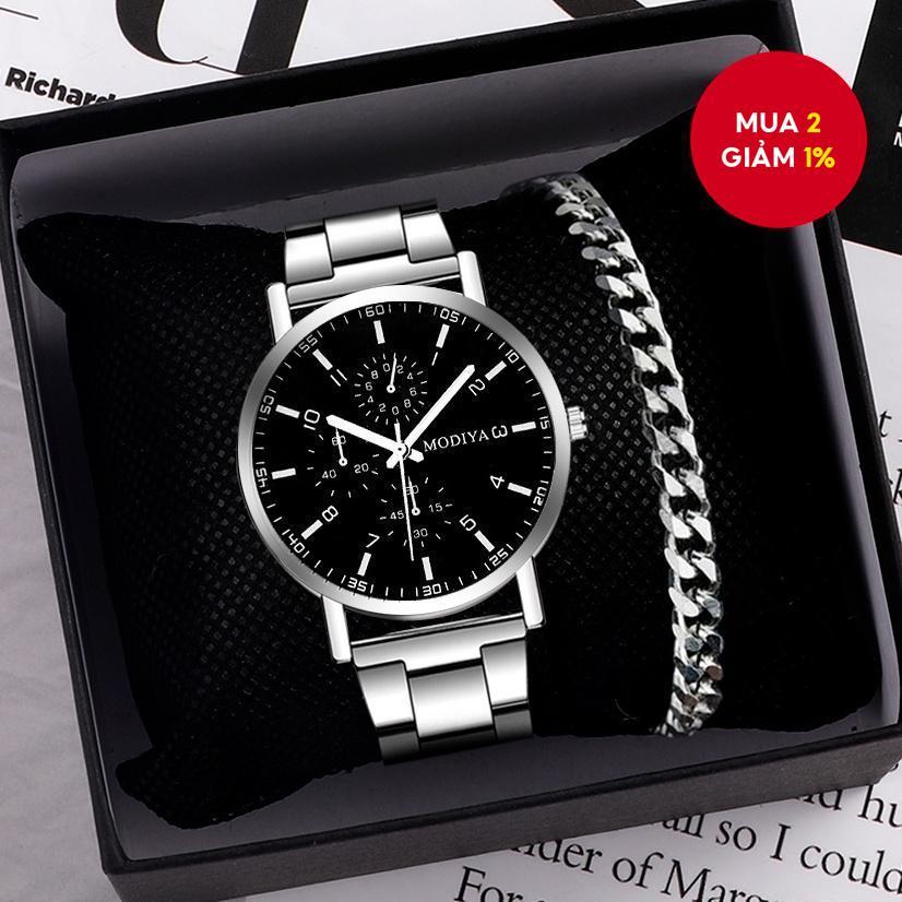 Đồng hồ thạch anh dành cho nam hiện đại Bạc đen trắng Màu đeo hàng ngày Đồng hồ đeo tay thiết yếu