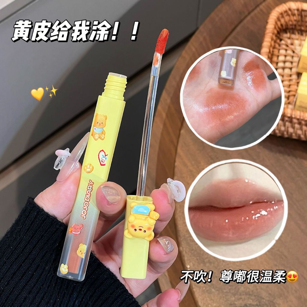 JOJO DIARY Long DIARY Gấu Phô Mai Son Bóng Gương Bề Mặt Nước Bóng Dudu Lip Su Yan Thu Đông Làm Trắng