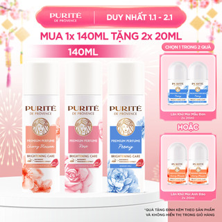  Combo Xịt Khử Mùi Dưỡng Sáng PURITTÉ Hương Nước Hoa Cao Cấp Hoa Anh Đào Hoa Hồng Mẫu Đơn 140ML và 2 Lăn Khử Mùi 20MLx2 