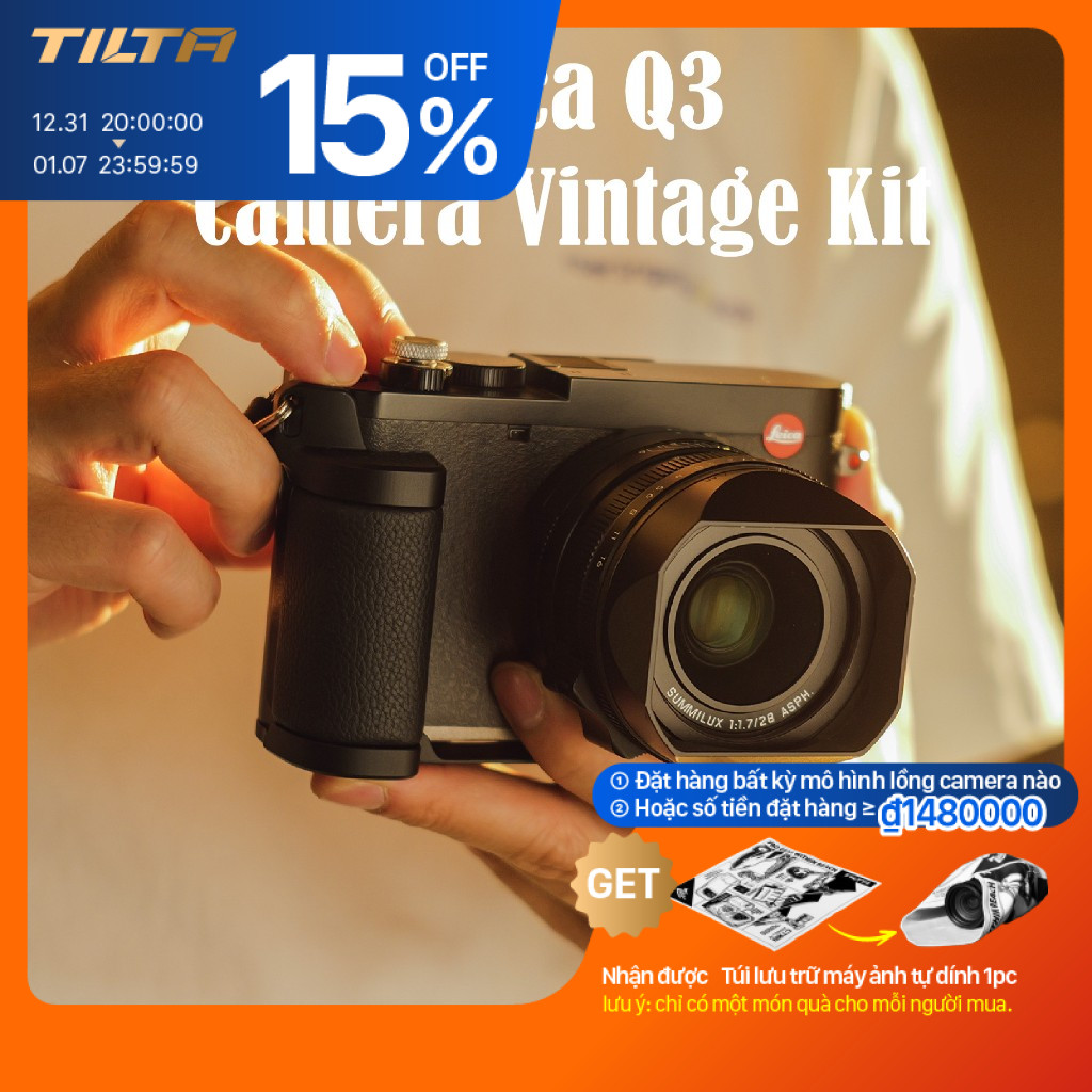 TILTA Leica Q3 Vintage Camera Lồng Tay Cầm Bằng Gỗ ARCA Phát Hành Nhanh Adapter Nắp Ống Kính Camera 
