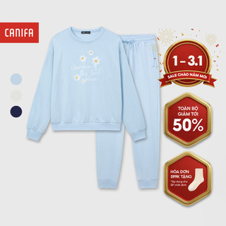  Bộ quần áo nỉ nữ CANIFA dài tay cào lông chất liệu cotton USA có hình in 6ST25W001 