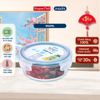  Hộp thuỷ tinh tròn Nikko Inochi dung tích 400-620-950ml bảo quản thực phẩm cho văn phòng gia đình 