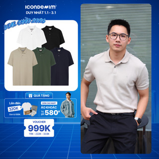  Áo Polo Nam ICONDENIM Trơn ICONDENIM vải thun cá sấu thấm hút mồ hôi chống nhăn form regular PLID0144 
