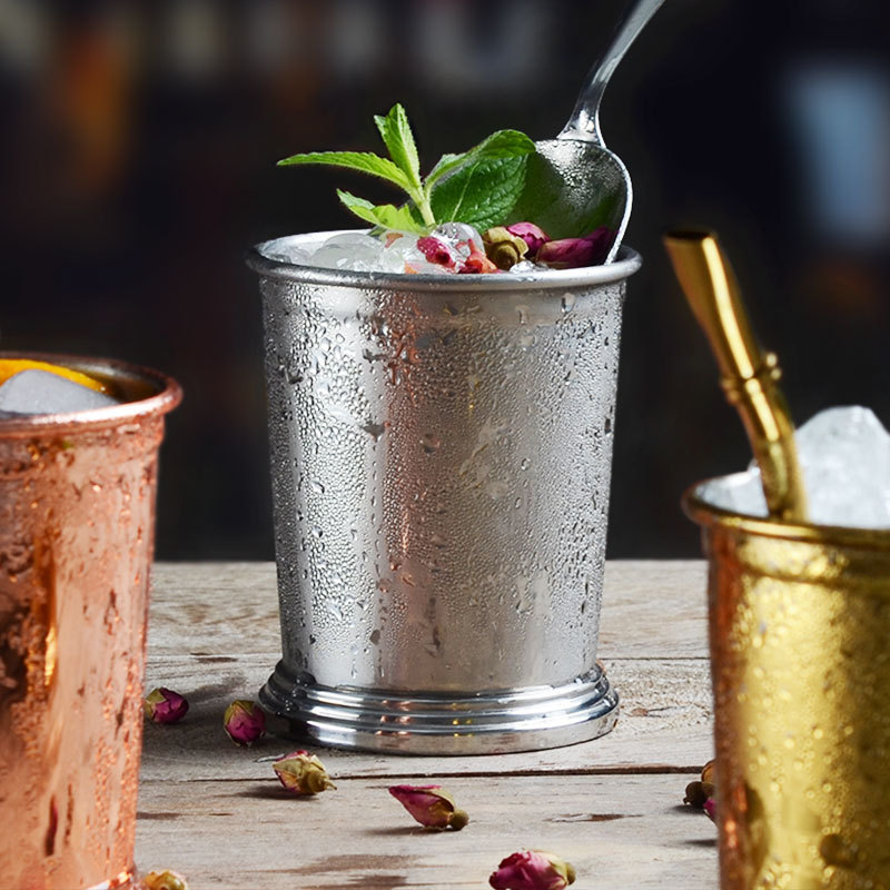 Sáng Tạo Thép Không Gỉ Kim Loại Cocktail Thủy Tinh Moscow Mule Glass Bar Julip Đồng Thủy Tinh Kim Lo