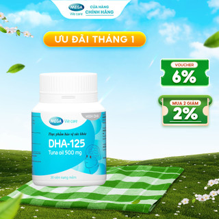  Thực phẩm bảo vệ sức khỏe DHA-125 hỗ trợ phát triển não bộ và thị giác  Chai 30 viên  