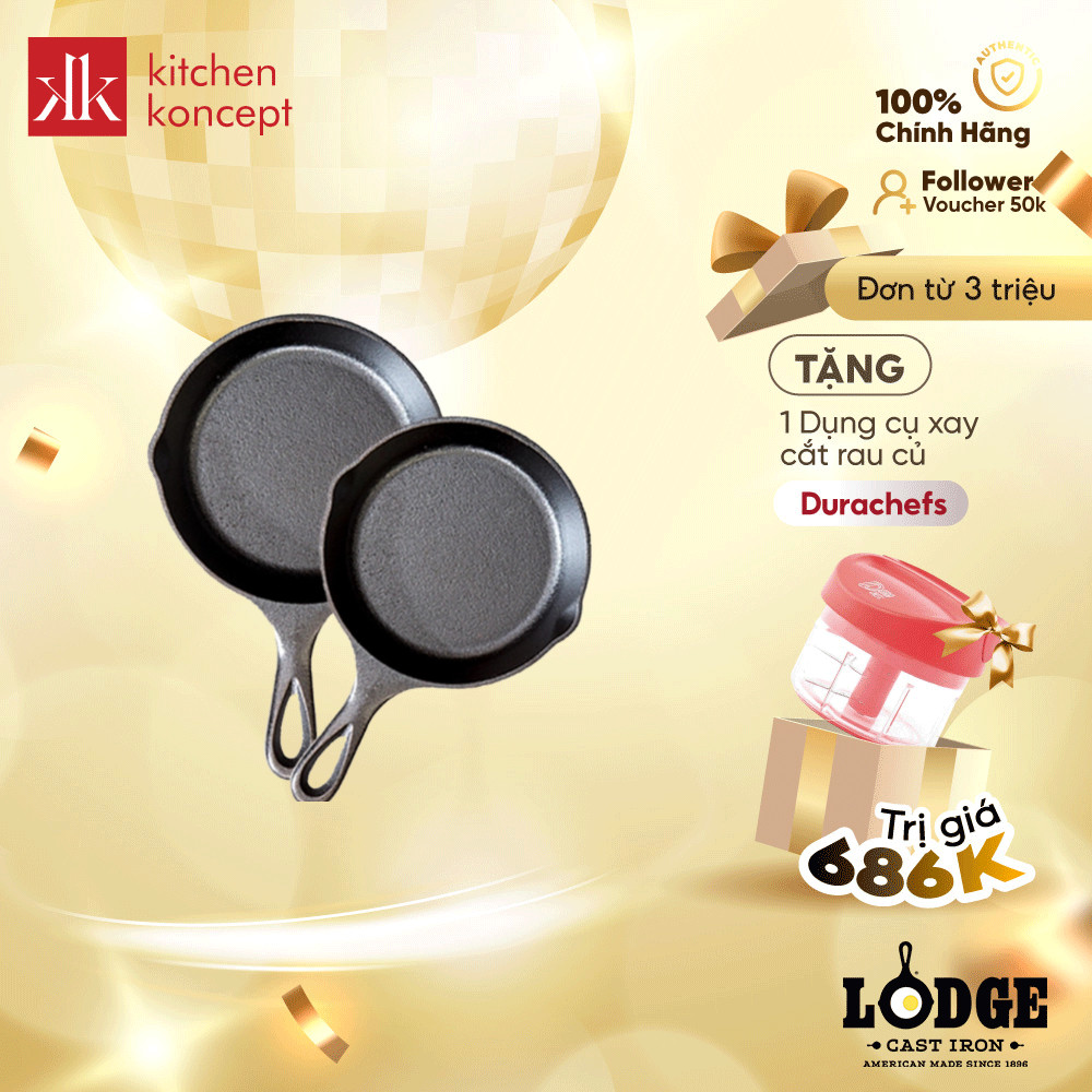 [Mã BMLTB200 giảm đến 100K đơn 499K] Chảo Gang Lodge sản xuất tại Mỹ Heat Treated- Nhiều Kích Cỡ