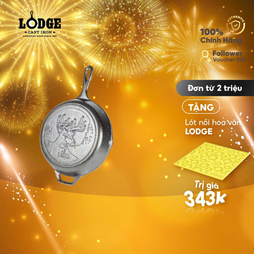 Lodge - Chảo gang đáy hình hươu - 26cm