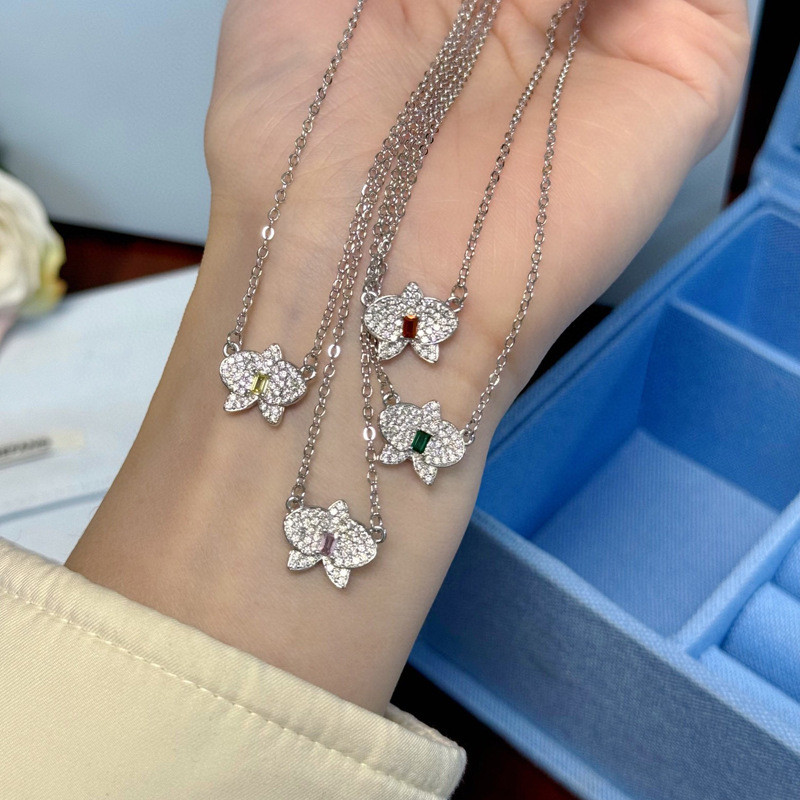 Hefang New Chen Duling Style Butterfly Orchid Necklace Fashion Versatile Butterfly Flower Collarbone