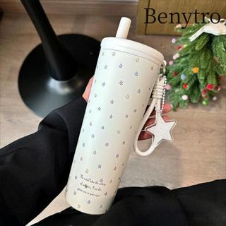 Cốc cách nhiệt BENYTRO, Ngôi sao có dây buộc Máy hút chân không, có ống hút Bình nước giữ nhiệt bằng thép không gỉ Quà tặng