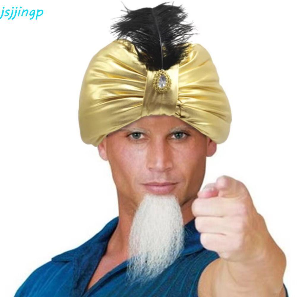 JSJJINGP Xếp Ly Turban, Trang Phục Dân Tộc Mũ Xếp Ly Ấn Độ, Mũ Dân Tộc Vàng Ả Rập Mũ Quấn Đầu Sultan