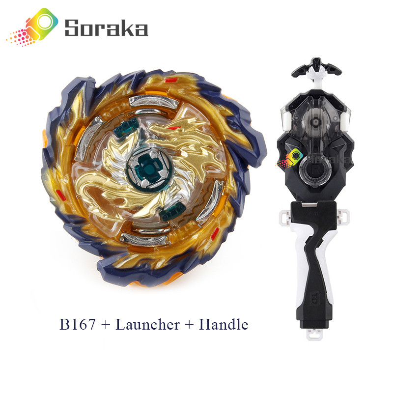 Bộ khởi động Soraka Spinning Tops Burst B-167 Mirage Fafnir trong tay cầm phóng cho bé trai