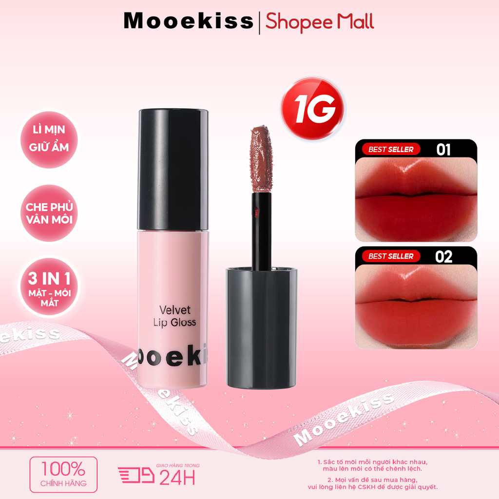 Son bóng dưỡng ẩm Mooekiss làm mờ nếp nhăn môi và lâu trôi, 1g | BigBuy360 - bigbuy360.vn