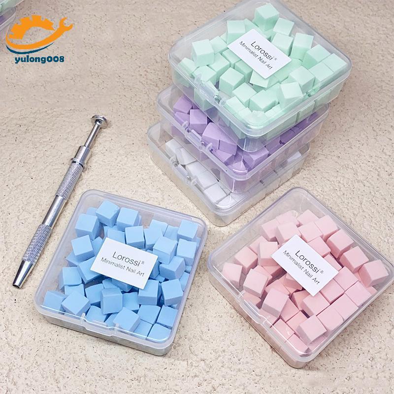 [MR] 50 Chiếc Mini Vuông Móng Tay Bọt Biển Bột Puff Nails Nghệ Thuật Gel Ba Lan Dụng Cụ Trang Điểm M