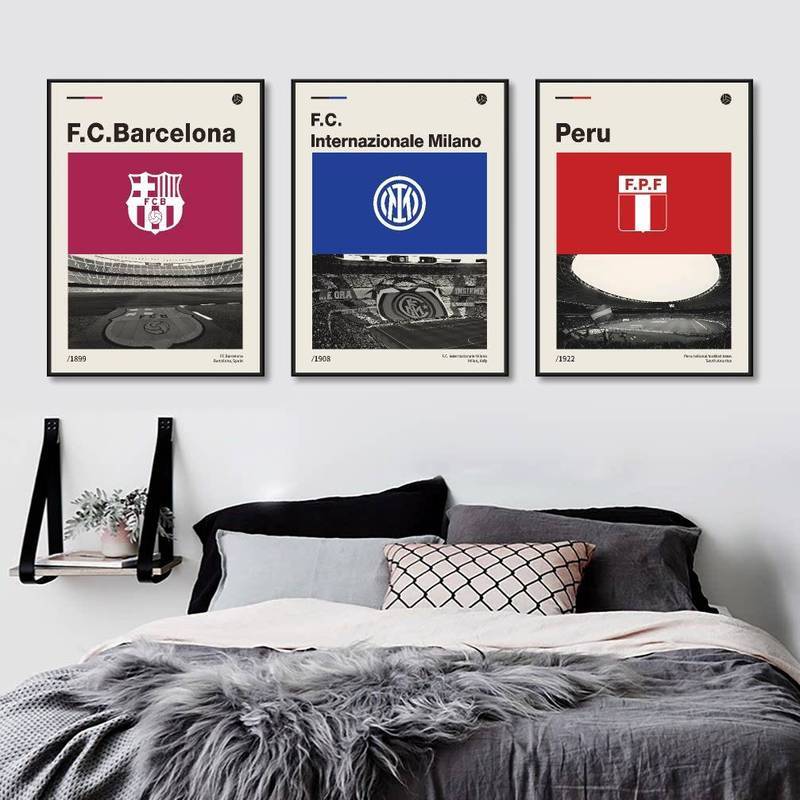 Football Club Logo Canvas Poster Premier League Chelsea Liverpool Man Utd Man City Barcelona Wall Ar