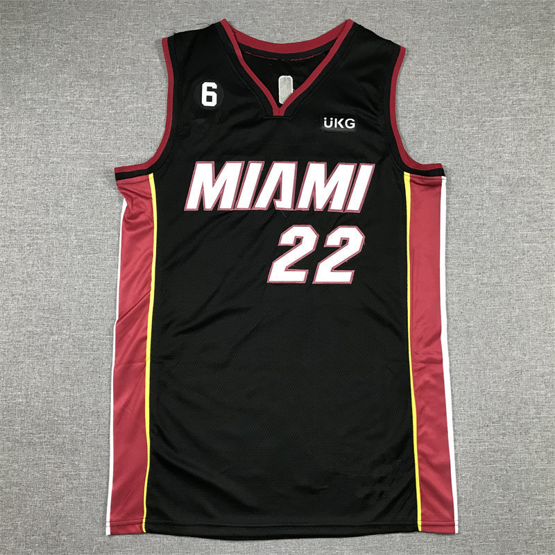 Áo bóng rổ có họa tiết thêu màu đen thường - Miami Heat Butler
