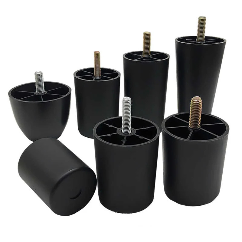 Miếng đệm chân có thể điều chỉnh M8 M10 Black PE, Tấm bảo vệ chân đồ nội thất chống trượt "
