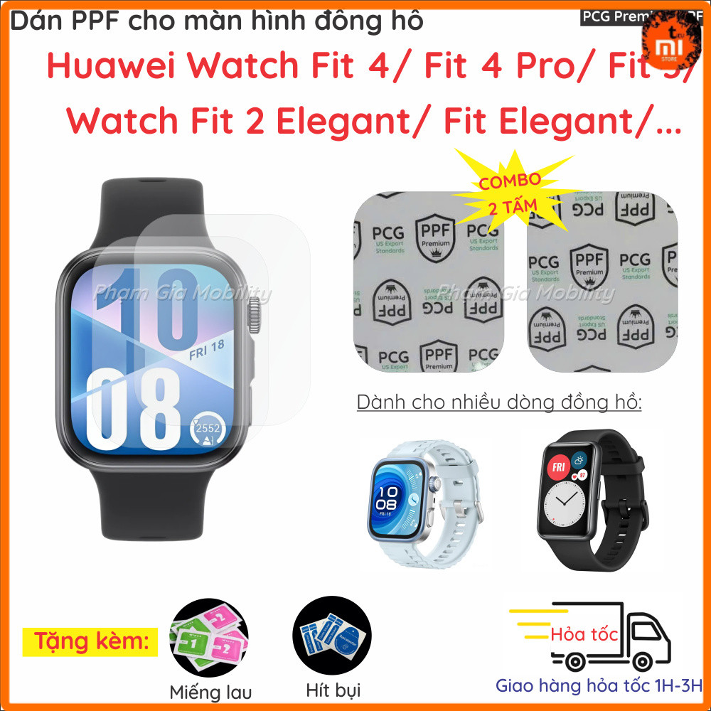 (Combo 2 pcs) Dán Màn Hình Mặt Trước Cho Huawei Watch Fit 4 Pro/ Fit 3/ Fit 2 Elegant loại PPF cao c