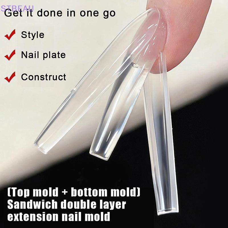 [cxSTBEAU] Sandwich Dual Nail Forms 240 chiếc 15size Extensions-Dual Forms Coffin Almond Nail Forms 