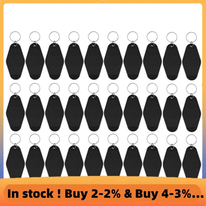 30Pack Motel Móc khóa Khoảng trống Vintage Motel Móc khóa cho Vinyl DIY Crafting Móc khóa màu đen