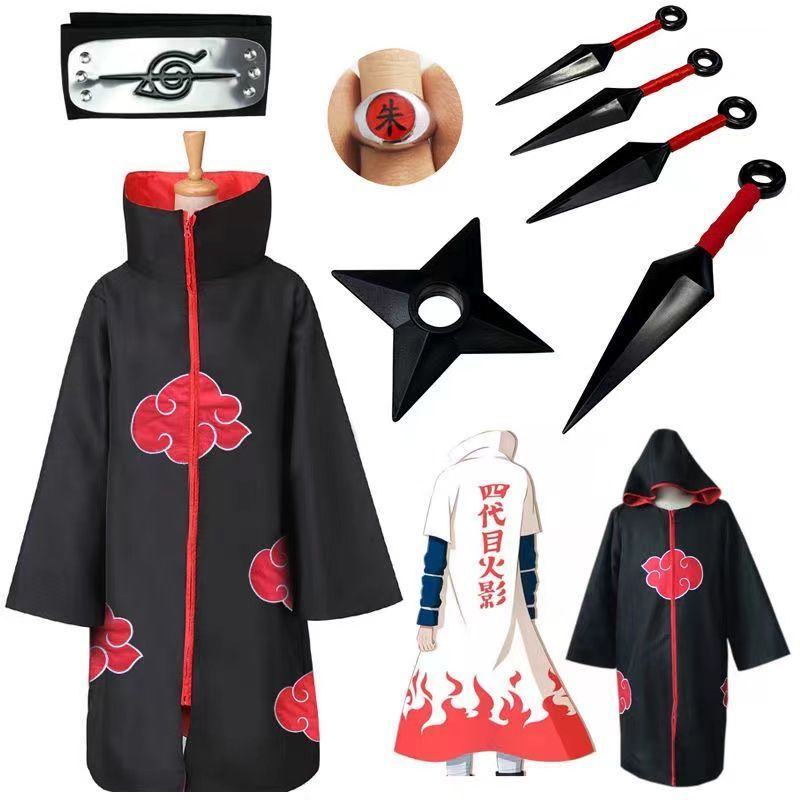 Trẻ em Naruto Akatsuki Áo choàng đám mây đỏ Áo choàng hóa trang Chủ đề Trang phục ba điệu múa Trang 