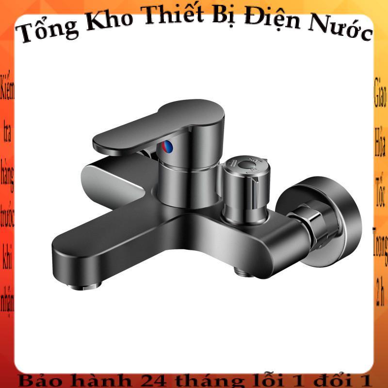 Vòi sen, Củ sen tắm GIORMANI nóng lạnh hợp kim đồng mạ màu titan cao cấp SNL909 kèm đôi chân đồng ch