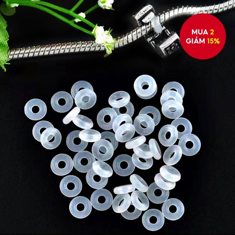 50 / 100 Chiếc Nút Chặn Cao Su Cho Vòng Tay Pandora Charm Nút Chặn Silicon Cho Pandora Charms