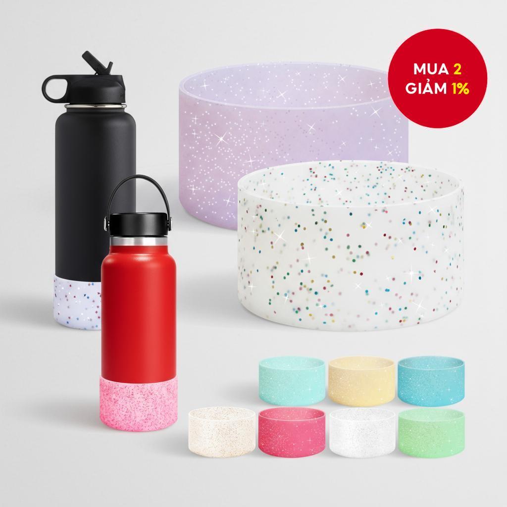 Vỏ bọc bảo vệ chai nước silicon lấp lánh, tương thích với Aquaflask Hydro Flask 12oz-24oz 32/40oz, c