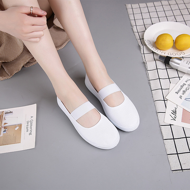 ballet sneaker giày ballet Giày ba lê nữ thoải mái chống trượt dây thun trắng