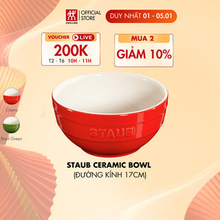  Tô gốm sứ cao cấp STAUB Ceramic Bowl 17cm  đỏ cherry xanh basil  