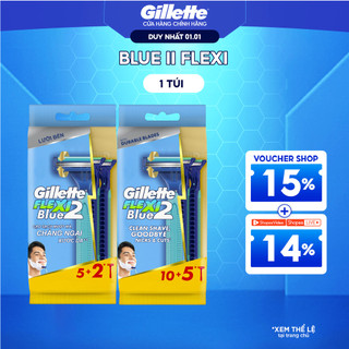   Mua 10 Tặng 5  Dao Cạo Râu Gillette Blue II Flexi - Gói 10 Cái Tặng 5 