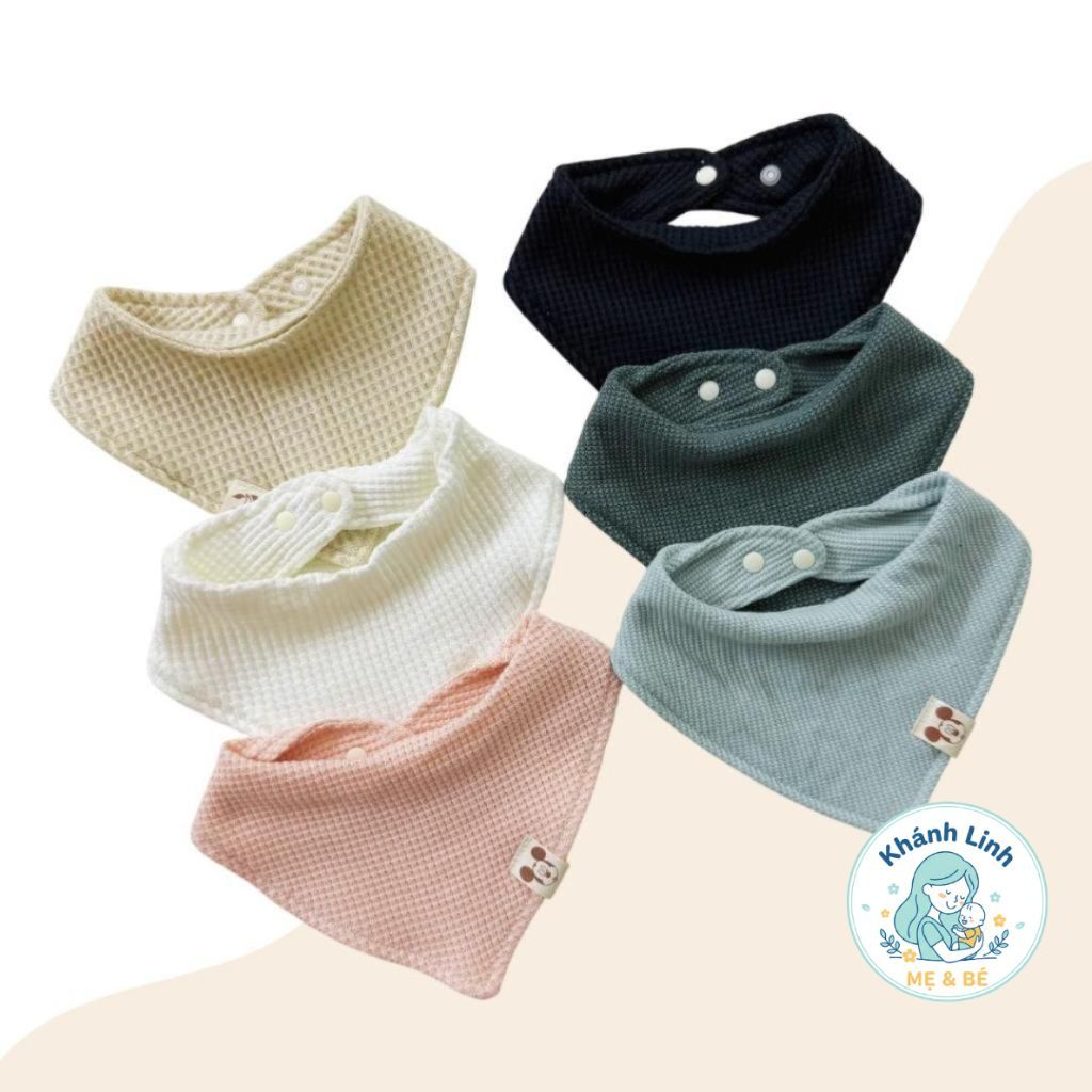 Yếm Tam Giác Cotton Waffle Babico Dày Dặn Và Mềm Mại Giữ Ấm Cổ Cho Bé Từ 0-24 Tháng