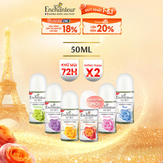   PHIÊN BẢN MỚI  Lăn khử mùi Enchanteur trắng da gấp 2 lần từ Niacinamide & Kem sữa tươi 50ml 