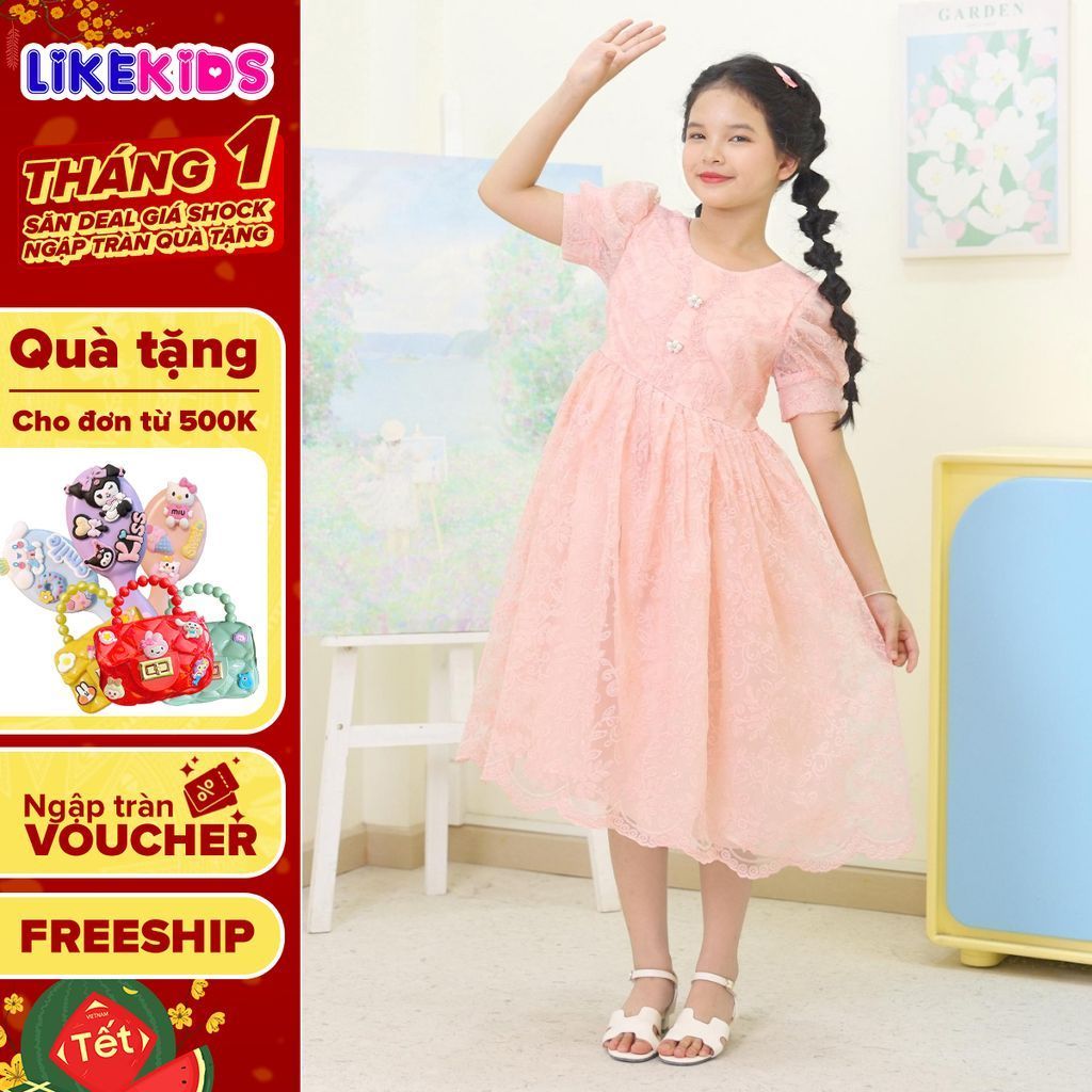 Đầm công chúa ren cho bé gái kiểu dáng MAXI LikeKids C99