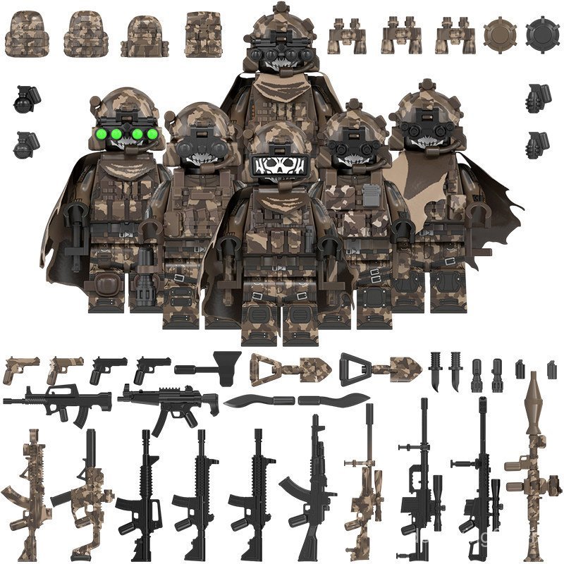 Thích hợp cho quân đội Minifigures Khối xây dựng 6168 Raiders Sniper Scout Commander Đồ chơi lắp ráp