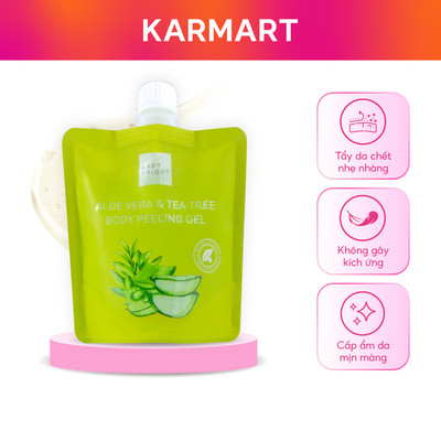 Gel tẩy da chết toàn thân và trà tràm Baby Bright Aloe Vera And Tea Tree Body Peeling Gel 200ml