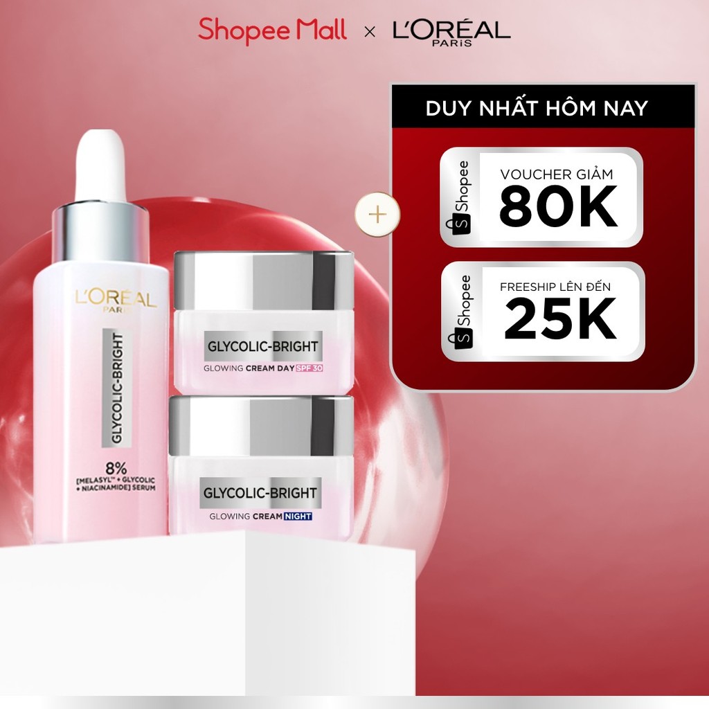 Bộ Serum Glycolic Melasyl 8% [Melasyl+Glycolic+Niacinamide] 30ml & Kem dưỡng ngày đêm mờ thâm nám L'Oreal Paris Glycolic | BigBuy360 - bigbuy360.vn
