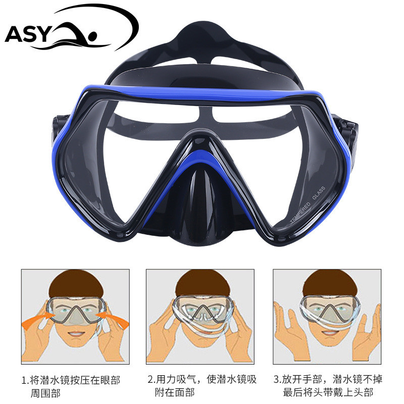 Preferred in-stock items#Men's and women's tempered glass diving goggles Adult anti-fog integrated p