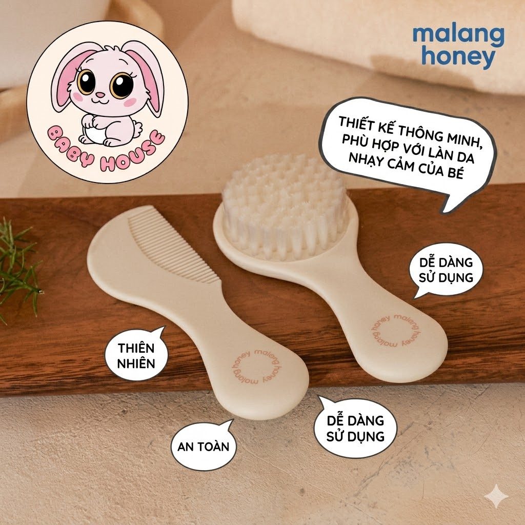 Set lược chải tóc Malang Honey cho bé từ sơ sinh